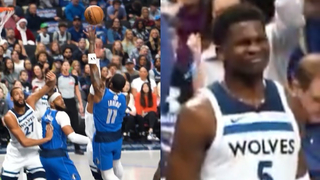 Anthony Edwards in Disbelief After Kyrie Irving Nails Impossible Left-Handed Shot