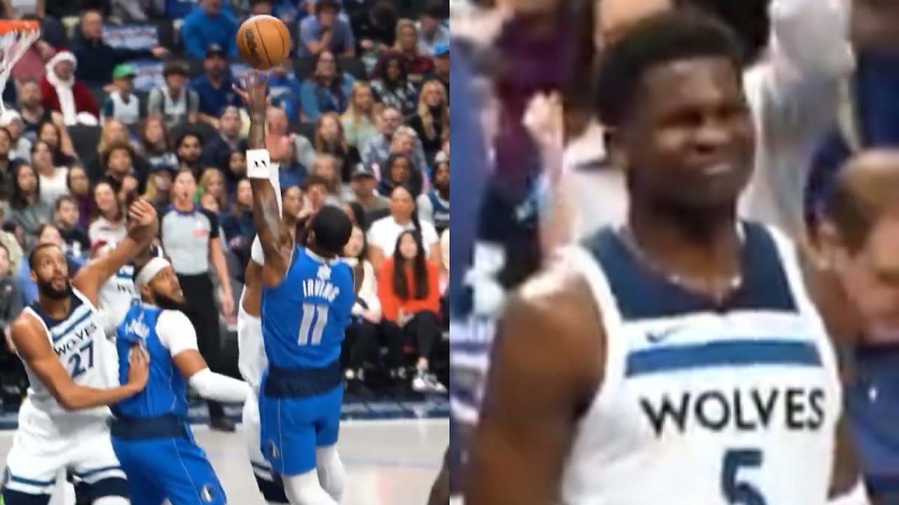 Anthony Edwards in Disbelief After Kyrie Irving Nails Impossible Left-Handed Shot