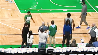 Joel Embiid Rolls Ankle on Security and Crashes into Front Row During Pregame Warmups