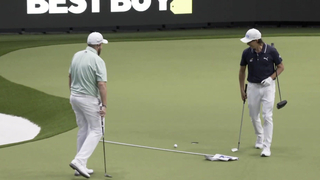 Rickie Fowler trolls the TGL Arena by throwing flag in front of Shan Lowry’s putt | TGL on ESPN