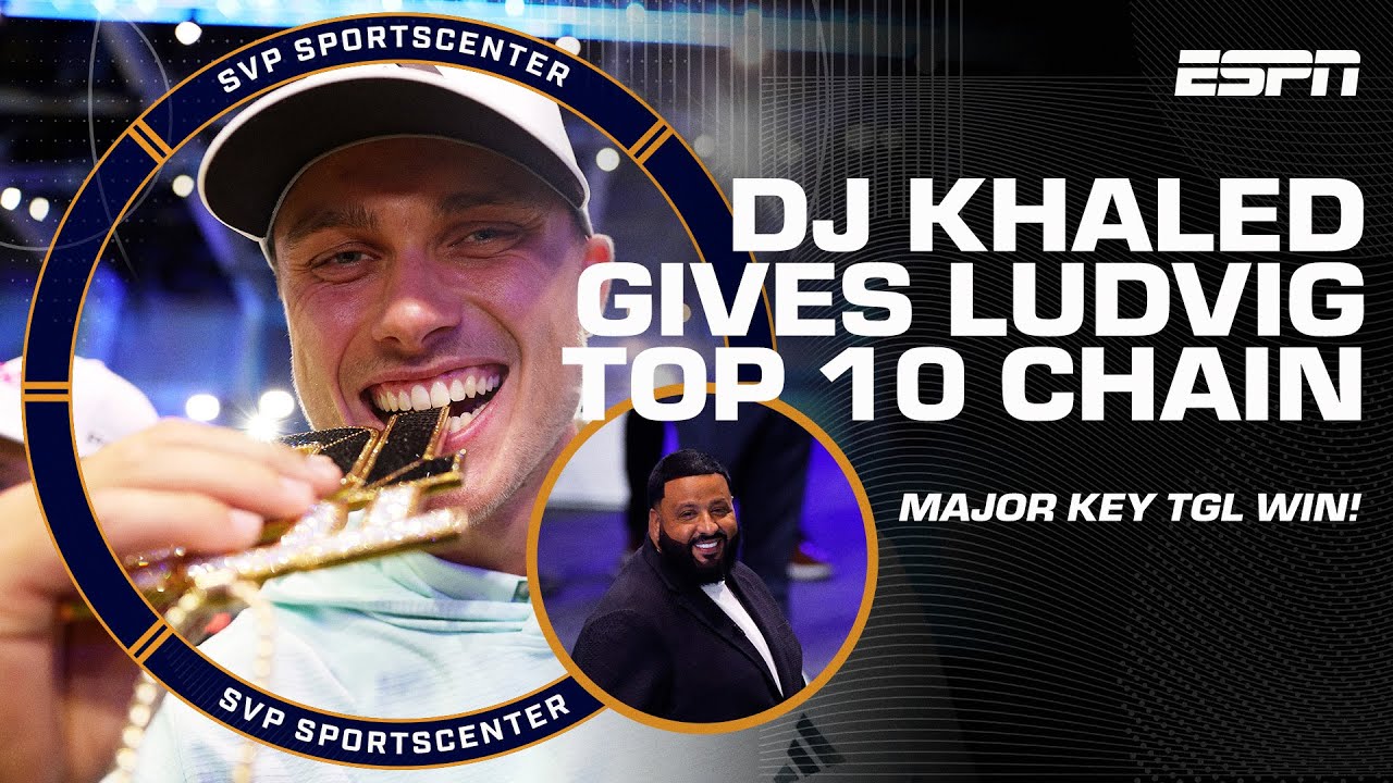 Ludvig Åberg receives SC Top 10 Chain from DJ Khaled at TGL | SC with SVP