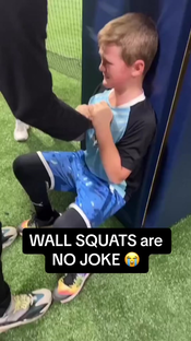 Bro was fighting for his life (Via coach.kingfelix/ig) #hardwork #hardworkpaysoff #sports #highschoolsports #conditioning #squat #wallsquat #wallsquatchallenge #viral
