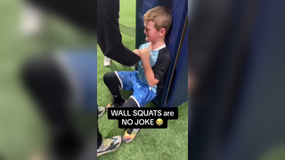 Bro was fighting for his life (Via coach.kingfelix/ig) #hardwork #hardworkpaysoff #sports #highschoolsports #conditioning #squat #wallsquat #wallsquatchallenge #viral