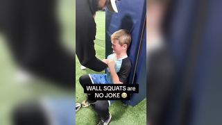 Bro was fighting for his life (Via coach.kingfelix/ig) #hardwork #hardworkpaysoff #sports #highschoolsports #conditioning #squat #wallsquat #wallsquatchallenge #viral