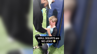 Bro was fighting for his life (Via coach.kingfelix/ig) #hardwork #hardworkpaysoff #sports #highschoolsports #conditioning #squat #wallsquat #wallsquatchallenge #viral