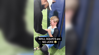 Bro was fighting for his life (Via coach.kingfelix/ig) #hardwork #hardworkpaysoff #sports #highschoolsports #conditioning #squat #wallsquat #wallsquatchallenge #viral