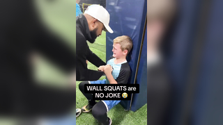 Bro was fighting for his life (Via coach.kingfelix/ig) #hardwork #hardworkpaysoff #sports #highschoolsports #conditioning #squat #wallsquat #wallsquatchallenge #viral