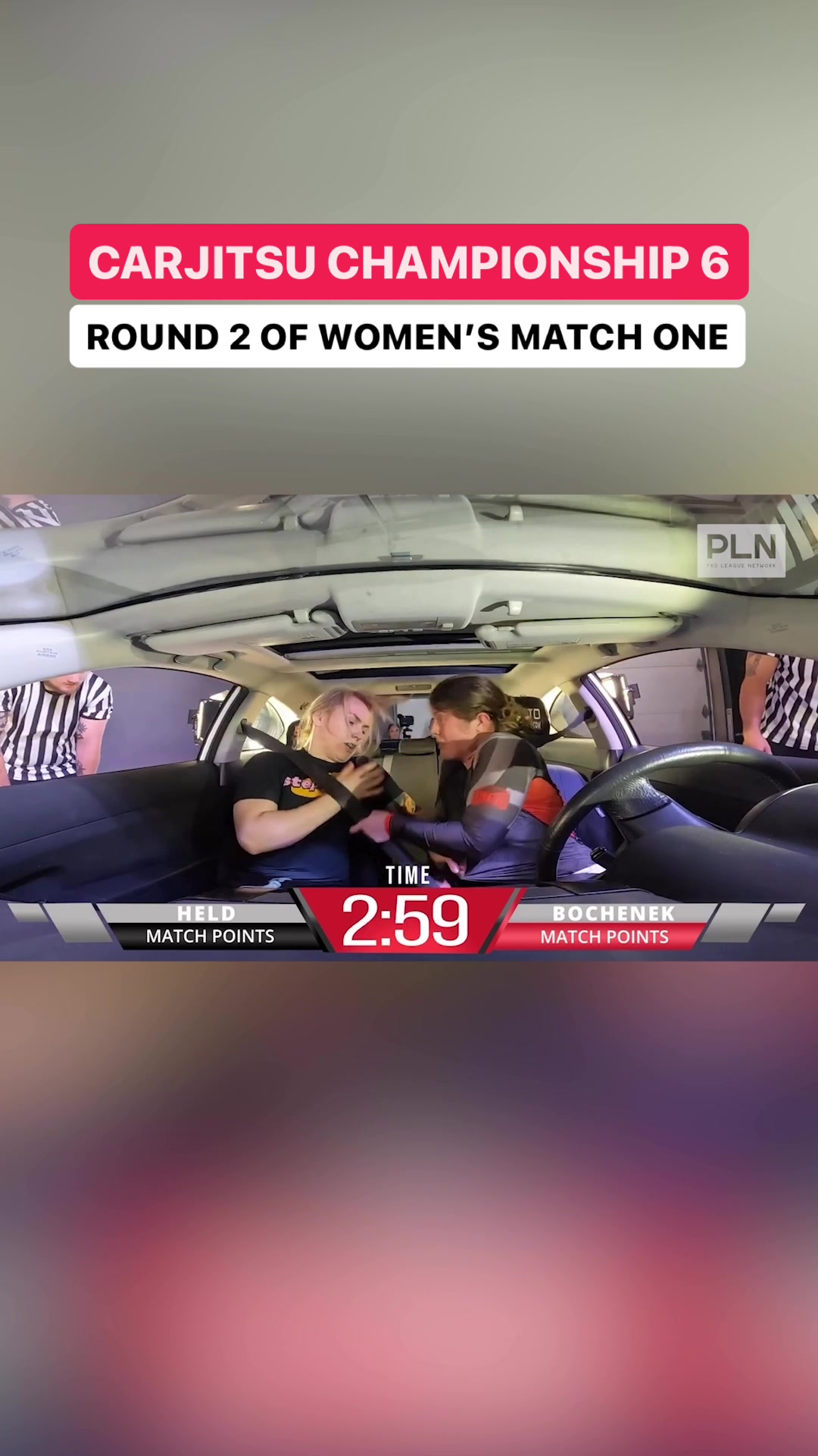 Tyler Held and Katie Bochenek continue their scrap in round 2 of the ‘CarJitsu Women’s Invitational’ available NOW on CarJitsu Championship YouTube. #carjitsuchampionship6 #proleaguenetwork #jiujitsu #mma #grappling #judo #bjj #fyp