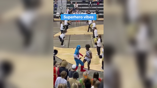 This student section dressed up as superheroes and KILLED IT (via kentrellb2/IG) #basketball #studentsection #athlete #students #highschoolbasketball #superhero #highschoolsports