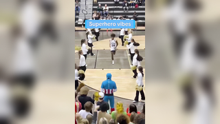 This student section dressed up as superheroes and KILLED IT (via kentrellb2/IG) #basketball #studentsection #athlete #students #highschoolbasketball #superhero #highschoolsports