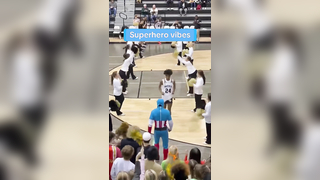 This student section dressed up as superheroes and KILLED IT (via kentrellb2/IG) #basketball #studentsection #athlete #students #highschoolbasketball #superhero #highschoolsports