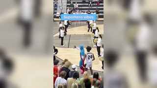 This student section dressed up as superheroes and KILLED IT (via kentrellb2/IG) #basketball #studentsection #athlete #students #highschoolbasketball #superhero #highschoolsports