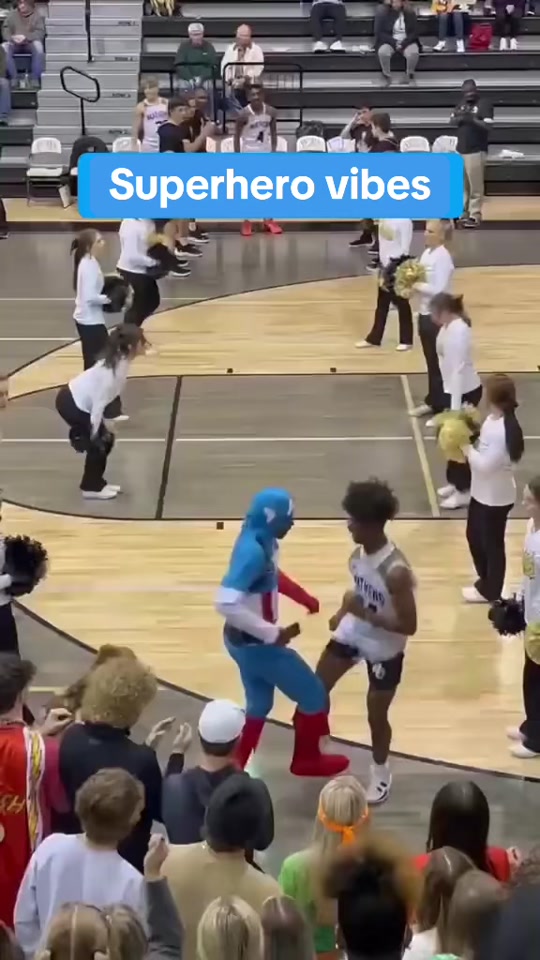 This student section dressed up as superheroes and KILLED IT (via kentrellb2/IG) #basketball #studentsection #athlete #students #highschoolbasketball #superhero #highschoolsports