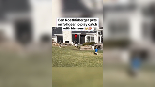 Big Ben back in his Steelers jersey. Love to see it (via X/CamHeywardFan) #football #benroethlisberger #qb #quarterback #kids #nfl #family #steelers #youthfootball #sons #catch