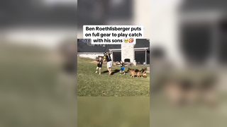 Big Ben back in his Steelers jersey. Love to see it (via X/CamHeywardFan) #football #benroethlisberger #qb #quarterback #kids #nfl #family #steelers #youthfootball #sons #catch