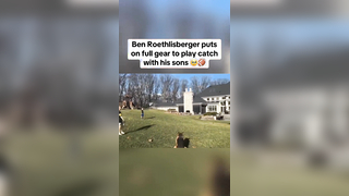 Big Ben back in his Steelers jersey. Love to see it (via X/CamHeywardFan) #football #benroethlisberger #qb #quarterback #kids #nfl #family #steelers #youthfootball #sons #catch