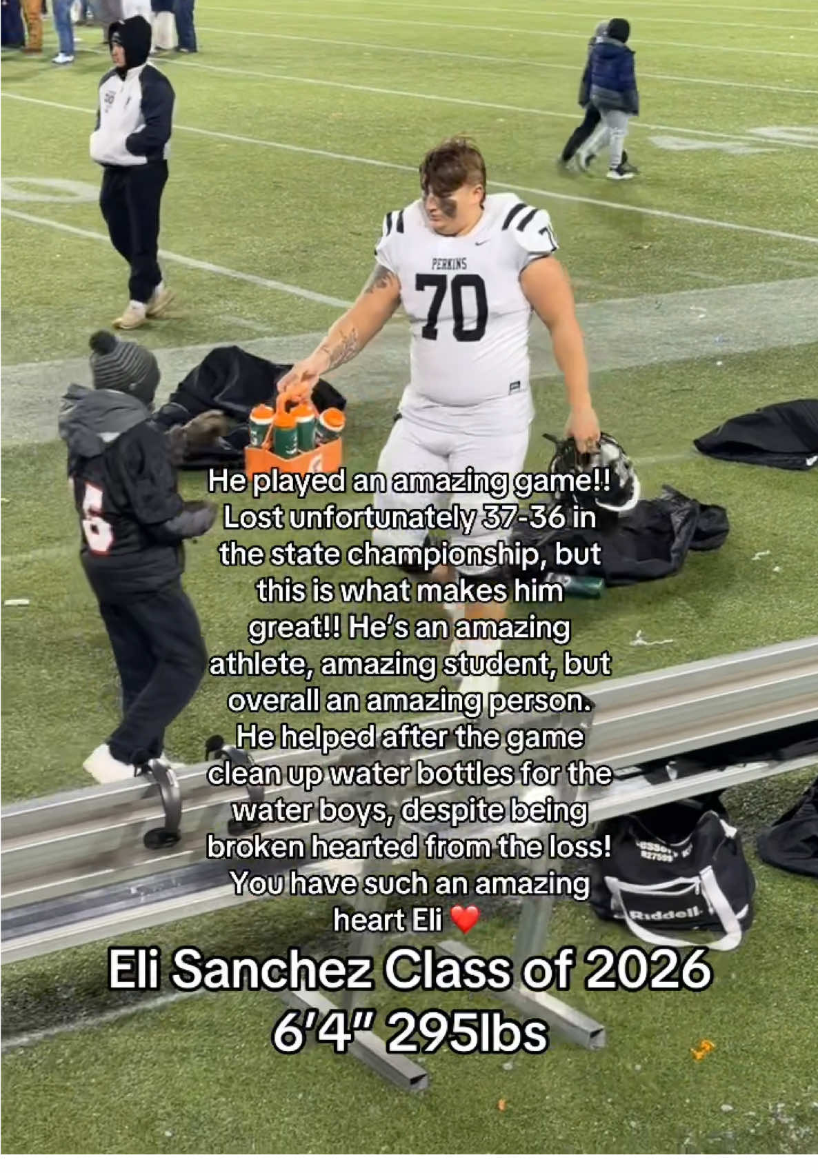 This kid was raised right @Jose Sanchez #football #sportsmanship #highschoolfootball #athlete #respect #oline #cleanup #olineman #respect