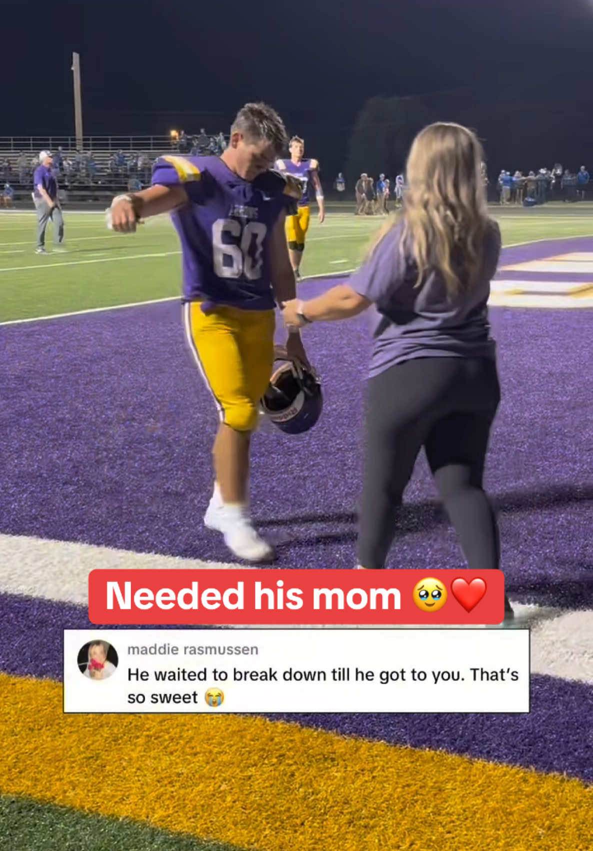 That hug meant the world to him @AimeeJaye #football #senior #mom #loss #love #family #athlete #emotions #motherlove #highschoolfootball #hug