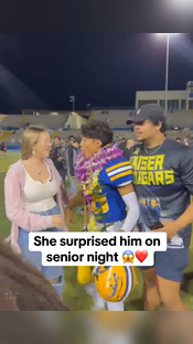 He couldn’t believe it #seniornight #relationship #couplegoals #football #hsfootball #highschoolfootball #longdistance
