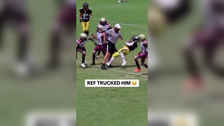 The ref really lowered his shoulder #football #referee #truck #hitstick #funny #highschoolfootball #sports #youthsports #youthfootball #athlete