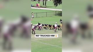 The ref really lowered his shoulder #football #referee #truck #hitstick #funny #highschoolfootball #sports #youthsports #youthfootball #athlete