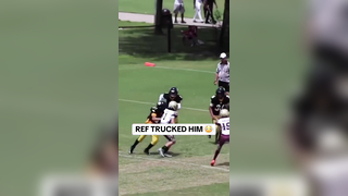 The ref really lowered his shoulder #football #referee #truck #hitstick #funny #highschoolfootball #sports #youthsports #youthfootball #athlete