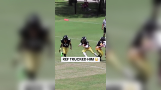 The ref really lowered his shoulder #football #referee #truck #hitstick #funny #highschoolfootball #sports #youthsports #youthfootball #athlete