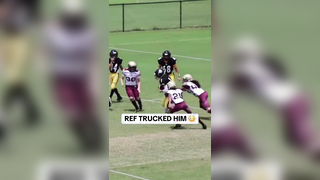 The ref really lowered his shoulder #football #referee #truck #hitstick #funny #highschoolfootball #sports #youthsports #youthfootball #athlete