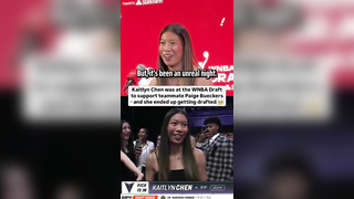Kaitlyn Chen wasn’t invited to the WNBA Draft but showed up anyway to support UConn teammate Paige Bueckers… She would end up getting picked completely by surprise, going 30th overall to the Golden State Valkyries What a moment (: SportsCenter, YahooSport