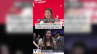 Kaitlyn Chen wasn’t invited to the WNBA Draft but showed up anyway to support UConn teammate Paige Bueckers… She would end up getting picked completely by surprise, going 30th overall to the Golden State Valkyries What a moment (: SportsCenter, YahooSport