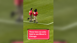 Chaos after the #cf97 vs #InterMiamiCF game. First kid jumps the barrier and manages to get a selfie on the field with Messi and two more try the same shortly after. Field security getting a workout today at Soldier Field. #mls #chicago #soccer #soldierfi