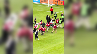 Chaos after the #cf97 vs #InterMiamiCF game. First kid jumps the barrier and manages to get a selfie on the field with Messi and two more try the same shortly after. Field security getting a workout today at Soldier Field. #mls #chicago #soccer #soldierfi