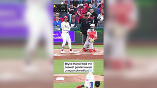 Trea Turner helped Bryce Harper with his in-game gender reveal (via @MLB, @nbcsphilly) #mlb #baseball #bryceharper #phillies #genderreveal