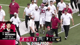 Derek Meadows KNOCKED OUT after huge hit | Alabama vs Missouri | College Football