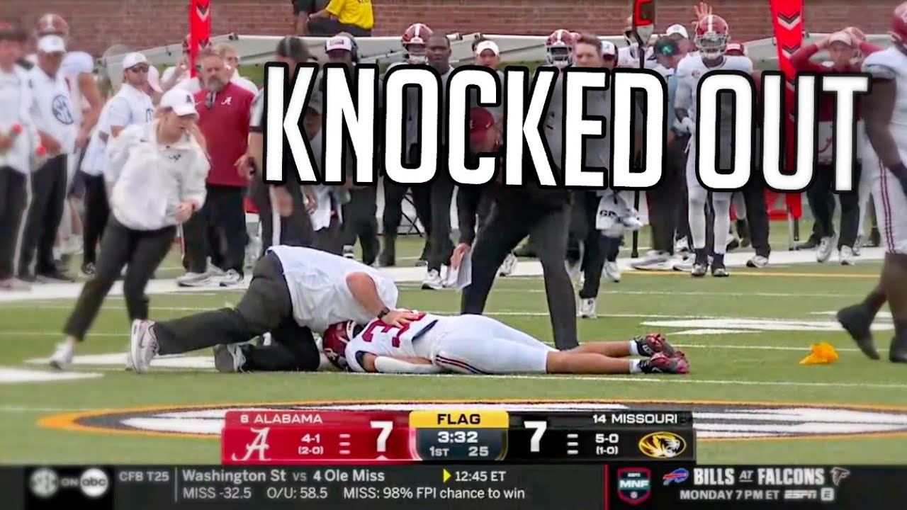 Derek Meadows KNOCKED OUT after huge hit | Alabama vs Missouri | College Football