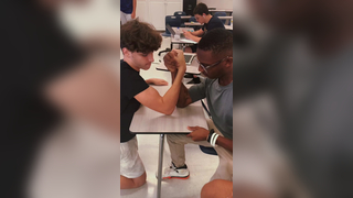 arm wrestling in class . #armwrestling