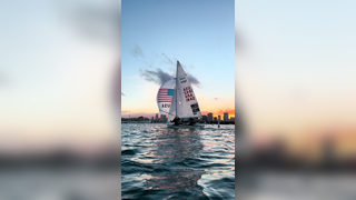 Shakedown sail at sunset #sailing #olympicsailing #miami #470sailin...