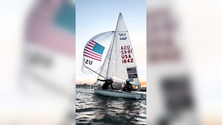 Shakedown sail at sunset #sailing #olympicsailing #miami #470sailin...