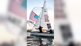 Shakedown sail at sunset #sailing #olympicsailing #miami #470sailin...