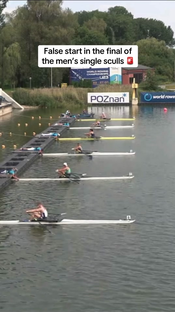 Danish single sculler August Wisholm with a false start in the men’s ...