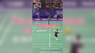 An absolutely INSANE match point in para badminton! #parisparalympi...