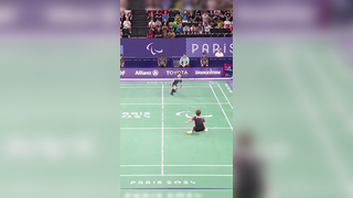 An absolutely INSANE match point in para badminton! #parisparalympi...
