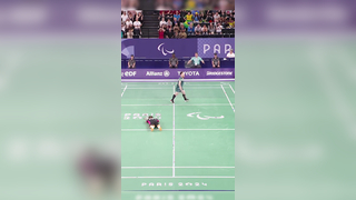 An absolutely INSANE match point in para badminton! #parisparalympi...