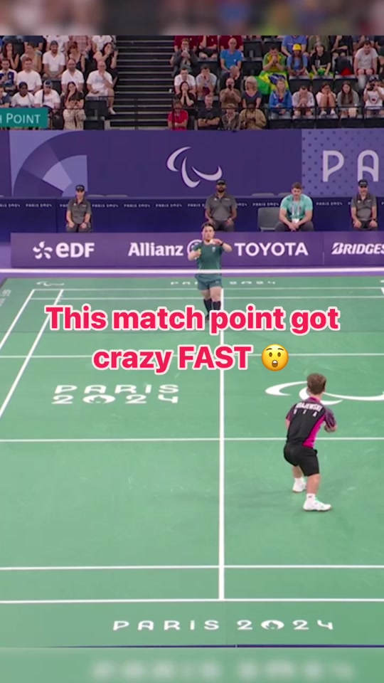An absolutely INSANE match point in para badminton! #parisparalympi...