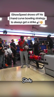 IShowSpeed shows off his 2-hand curve bowling strategy to always get ...