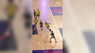 Junior Levi to the hoop with AUTHORITY! #netball #nzmen #transtasma...