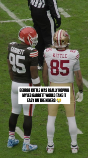 "i'll tell brock to give you one" #georgekittle #mylesgarrett #nfl...