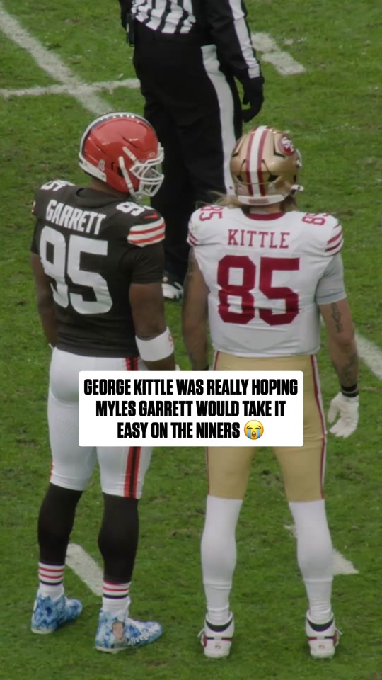 "i'll tell brock to give you one" #georgekittle #mylesgarrett #nfl...