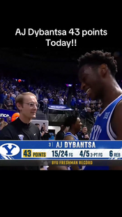 WOW!! AJ Dybantsa Breaks BYU Freshman Scoring Record with 43-Point Night