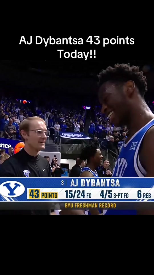 WOW!! AJ Dybantsa Breaks BYU Freshman Scoring Record with 43-Point Night